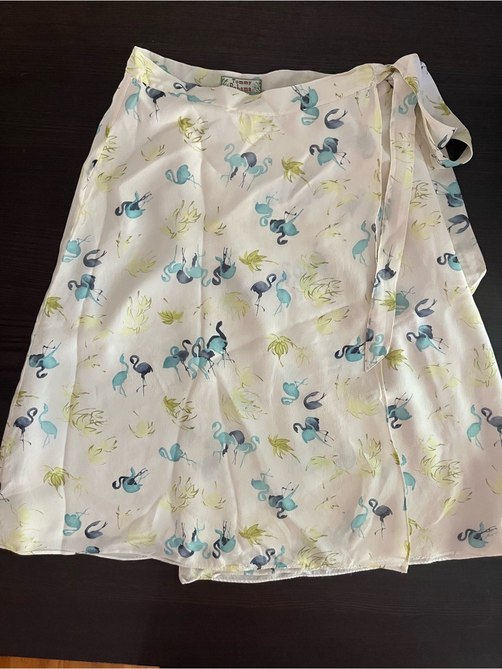 Vintage Tommy Bahama 100% Silk Flamingo Print Wrap Skirt Women’s Small Tropical